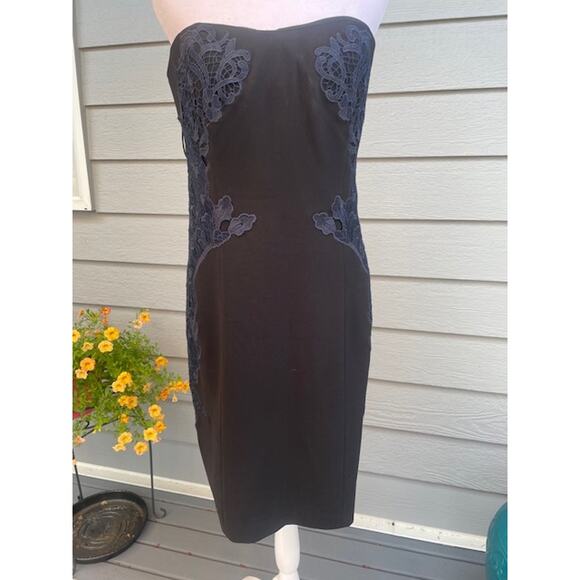 Diane Von Furstenberg‎ Size 14 Strapless Corset Evening Cocktail Dress Black - Picture 1 of 9